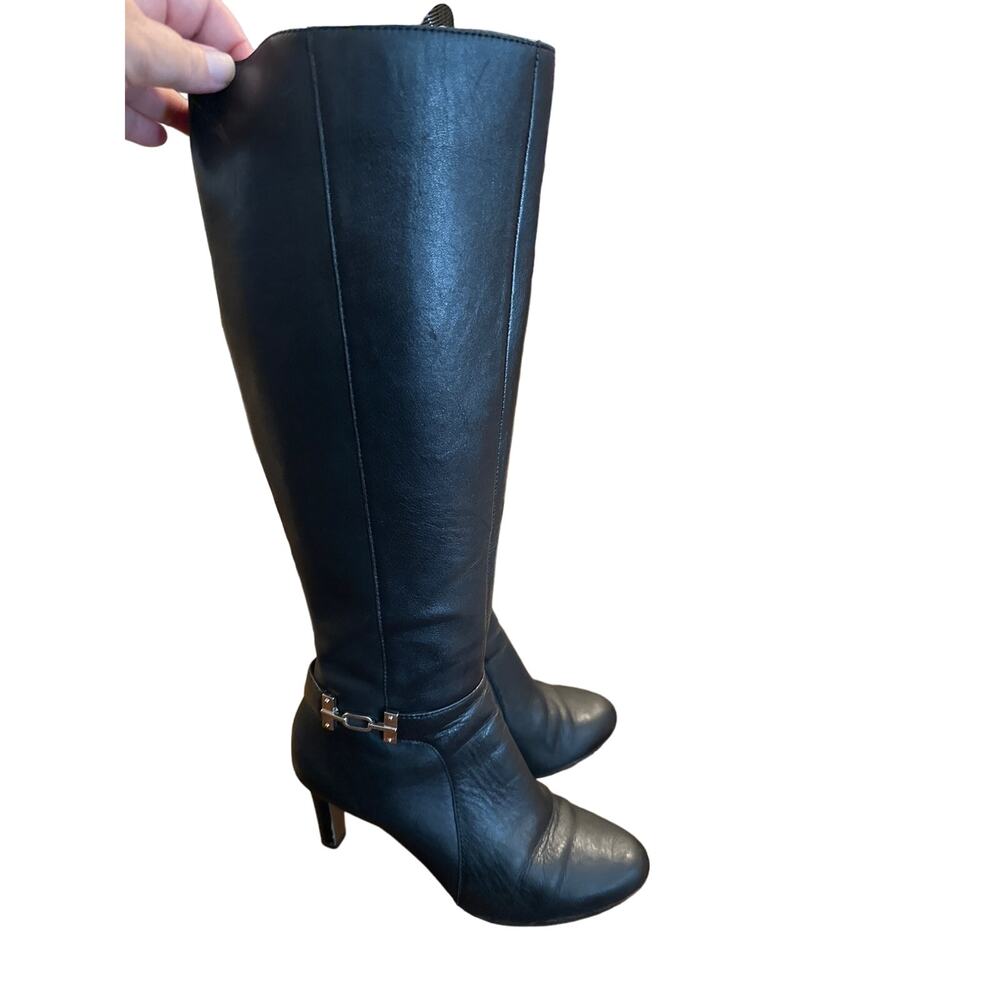 Women’s Bandolino Black Genuine Leather Tall Boots. Size 6.5